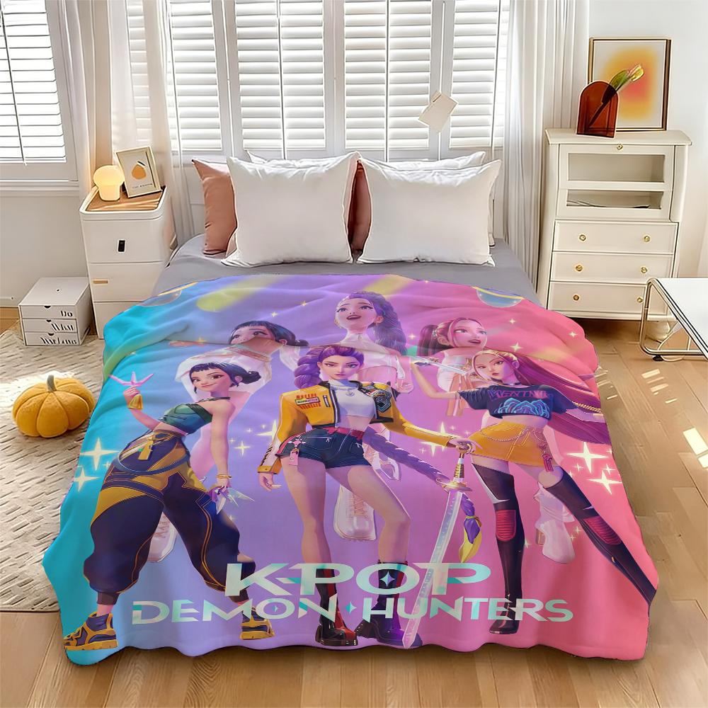 Countdown Sale! Huntrix x K-Pop Demon Hunters | Soft Flannel Blanket for Sofa, Bed & Office | Perfect Gift for K-pop & Anime Lovers cozy flannel blanket A gift suitable for fans, friends and children Suitable for all four seasons