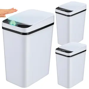 Small Motion Sensor Smart Trash Can, 2.2 Gallon  Touchless  Can, Slim Waterproof Trash Bin for Bedroom, Bathroom, Office, Living Room, White garbage automatic