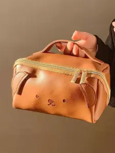 1pc Cute design, portable makeup bag, multifunctional storage bag, zipper closure, fashionable and versatile, portable large capacity toiletry bag