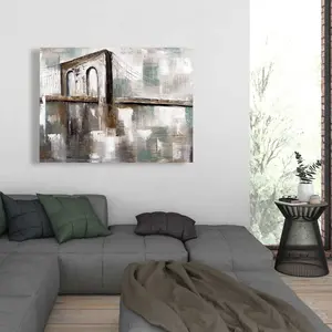 212 MAIN 36x48in Abstract Spotted Bridge-Building Cities Painting Print - Modern Minimalist Wall Art, Home Decoration, Artistic Urban Life Room Photo Artwork