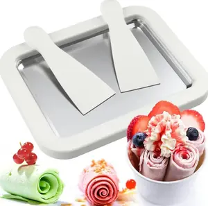 Instant Rolled Ice Cream Maker Kit - 2026 Stainless Steel Freezing Plate with 2 Spatulas, No Power Required - DIY Tray for Homemade Rolled Ice Cream, for Family Fun