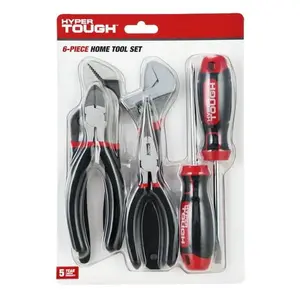 Hyper Tough 10.50" x 7.50" x 1.25" Easy Care Tool Set - 6 Piece G-Piece Home Tool Set