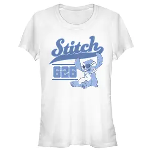 Junior's Women Lilo & Stitch White Collegiate 626 T-Shirt