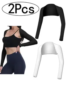 2Pcs-Sun Protection Shawl Sleeve Covers Summer Sports High Stretch Quick Dry Breathable Shoulder Sleeves Outdoor Cycling Unisex