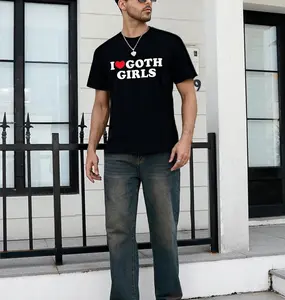 100%cotton I Love Goth Girls I Heart Goth Girls T-Shirt Top Summer Tshirt Graphic