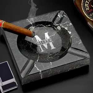 Personalized Custom Black Marble Ashtray