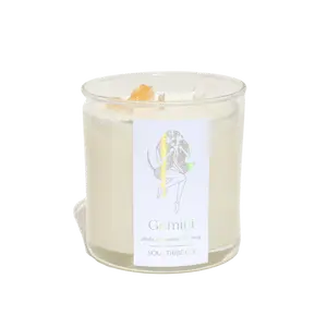 Gemini Crystal Infused Soy Candle | Soul Tribe Co | Birthday Gift | Zodiac Candle Decor Ornaments