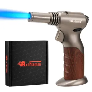 ARTFLAMM Dual Flame Butane Torch - Refillable Handheld Blow Torch for Cooking, Soldering, & Resin Art w/Adjustable Flame & Ignition Lock - Kitchen Blow Torch & Luxurious Gift Box