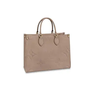 Louis Vuitton OnTheGo Monogram Soft-Grained Leather Tote Bag for Women, Jungle Style, Elephant Gray