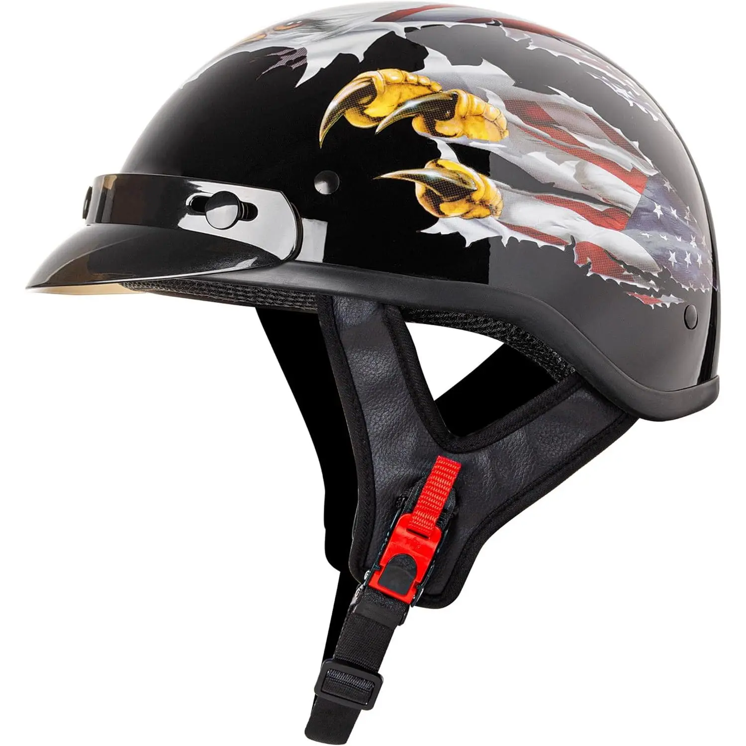 Cartman Cruiser Classic Half Face Motorcycle Helmet - Lightweight ABS, Patriotic Eagle USA Graphics, DOT Approved, 55-61 cm Fit, Adjustable Elastic Strap (Easily Pull Both Sides), EPS Liner, Ventilation, Buckle, for Outdoor Riding, Bike/ATV, Large, Riding