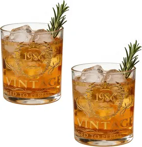 Vintage 1986 Whiskey Glass - 40th Birthday Gifts for Men - Cheers to 40 Years old - 40th Birthday Decorations - Dad Women Anniversary Retirement