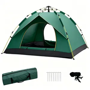 3-4 Person Instant Pop-Up Dome Camping Tent, Automatic Quick Setup Double Layer Outdoor Shelter with Tent Stakes, Water-Resistant, Windproof, Bug Mesh & Carry Bag, Portable Family Shelter for Camping, Hiking