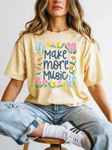 Comfort Colors Make More Music Shirt, Floral Music Teacher TShirt, Elementary Music Teacher T-Shirt, Back To School Tee