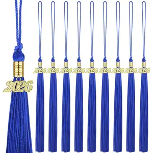 10 count 2026 Grad Graduation Tassels Graduation Cap Tassels with 2026 Charms Graduate Hat Decoration for School Party Favors(Navy Blue)