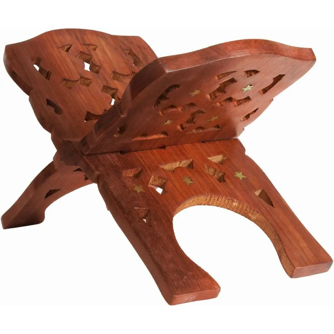 Handmade Wood Book Stand - Hand-Carved Religious Display Holder for Quran, Bible, Decorative Room Accessory