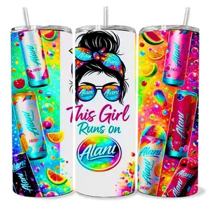 This Girl Runs on Alani 20 oz Tumbler - BPA Free, stainless steel, Leak proof, durable, with clear lid
