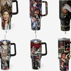 Michael Jackson 40oz Tumbler With Handle – King of Pop Insulated Travel Mug, Gift for Fans