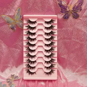 10 Pairs Of Natural Look Half-Strip False Eyelashes, Black Lash Band, C Curl Lashes Extensions, Lightweight & Fluffy, Create Cat Eye Makeup, Feline Lash Look, Outer Corner Lashes, 3/4 Lashes, Reusable, False Lashes