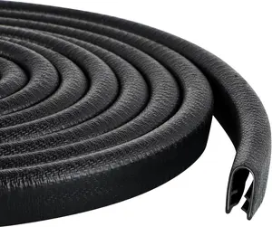 Rubber Edge Trim Guard 10Ft/3M, Adhesive Free Door Edge Protector, U Shape Edge Seal Strip with Embedded Metal Clips Fits 3/64" to 1/4" Thick Edges (Black) Sanbege