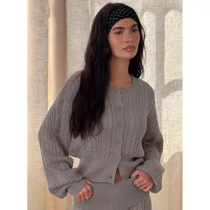 Baleigh Cable Knit Cardigan Grey