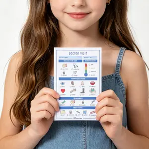 Kids Doctor Visit Pretend Play Notepad, Interactive Medical Check-Up Form with Symptoms, Diagnosis & Treatment Options, Educational Role Play Toy to Reduce Doctor Visit Anxiety for Toddlers & Preschoolers