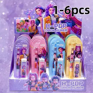 Kpop Demon Hunter Mechanical Pencil 0.5mm 6 Pack Cushion Grip Automatic Writing Drawing Tools Student School Office Art Supplies Gift Mechanical Drawing Pencils