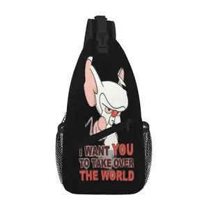 Cute Little Finger and Brain Full Print Crossbody Chest Bag for Daily Use, School & Travel, Large Capacity Lightweight Sling Pack for Tablet, Gift for Kids and Adults