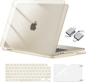 MOSISO 4-in-1 MacBook Air 15 Inch Case with USB-C Adapter M4 M3 M2 (A3241 A3114 A2941) Hard Shell Cover + Keyboard Cover + Screen Protector, Model Specific Protective Laptop Case 2023-2026 Release