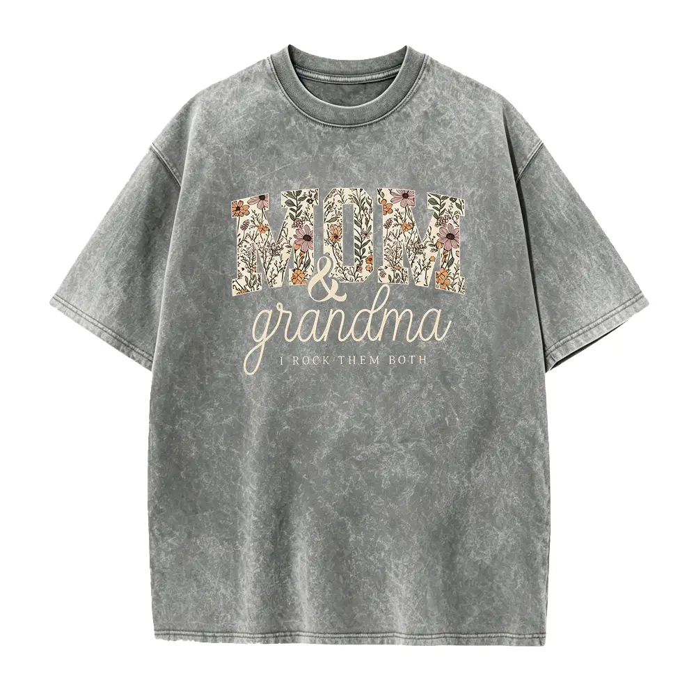 Grandma And Mom I Rock Them Both Shirt, Floral Mom & Grandma Shirt, Mother's Day Gift, Grandmother Graphic Tees, Wildflower Women Shirt