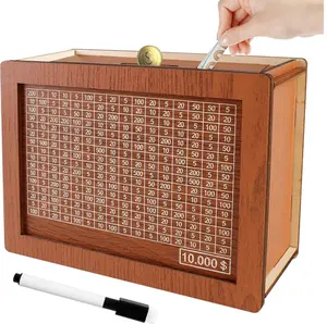 Cash Vault Wooden Savings Box, Wooden Cash Saver Money Saving Box With Countdown Decor Piggy Ornaments