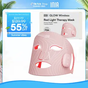 INIA GLOW Wireless LED Face Mask-With Red Light Therapy, 2-Year Warranty,  Portable and Rechargeable for LED Facial Mask Skincare at Home and Travel, Mother's Day Special Gift