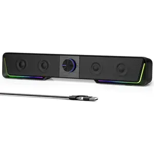 A40   Speakers with Clear Sound, USB Plug & Play PC Speakers with LED Light,  Sound Bar with  Button for Desktop Laptop  (USB-C Adapter Included)