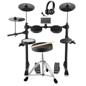 【Summervibes】VEVOR Electric Drum Set, 15 Drum Kits & 150 Sounds Electronic Drum Kit, USB MIDI Supported 6.5 in Quiet Mesh Snare Electric Drum Set with 10 in Cymbals Drum Sticks & Headphone, for Beginners & Adults