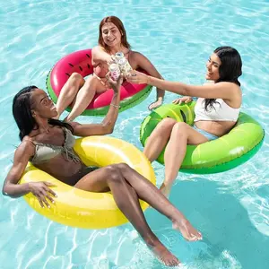 Inflatable Swim Rafts, 3 Counts/set Tropical Fruit Design Pool Float, Water Toys for Party Decorations, Swimming Ring for Women & Men