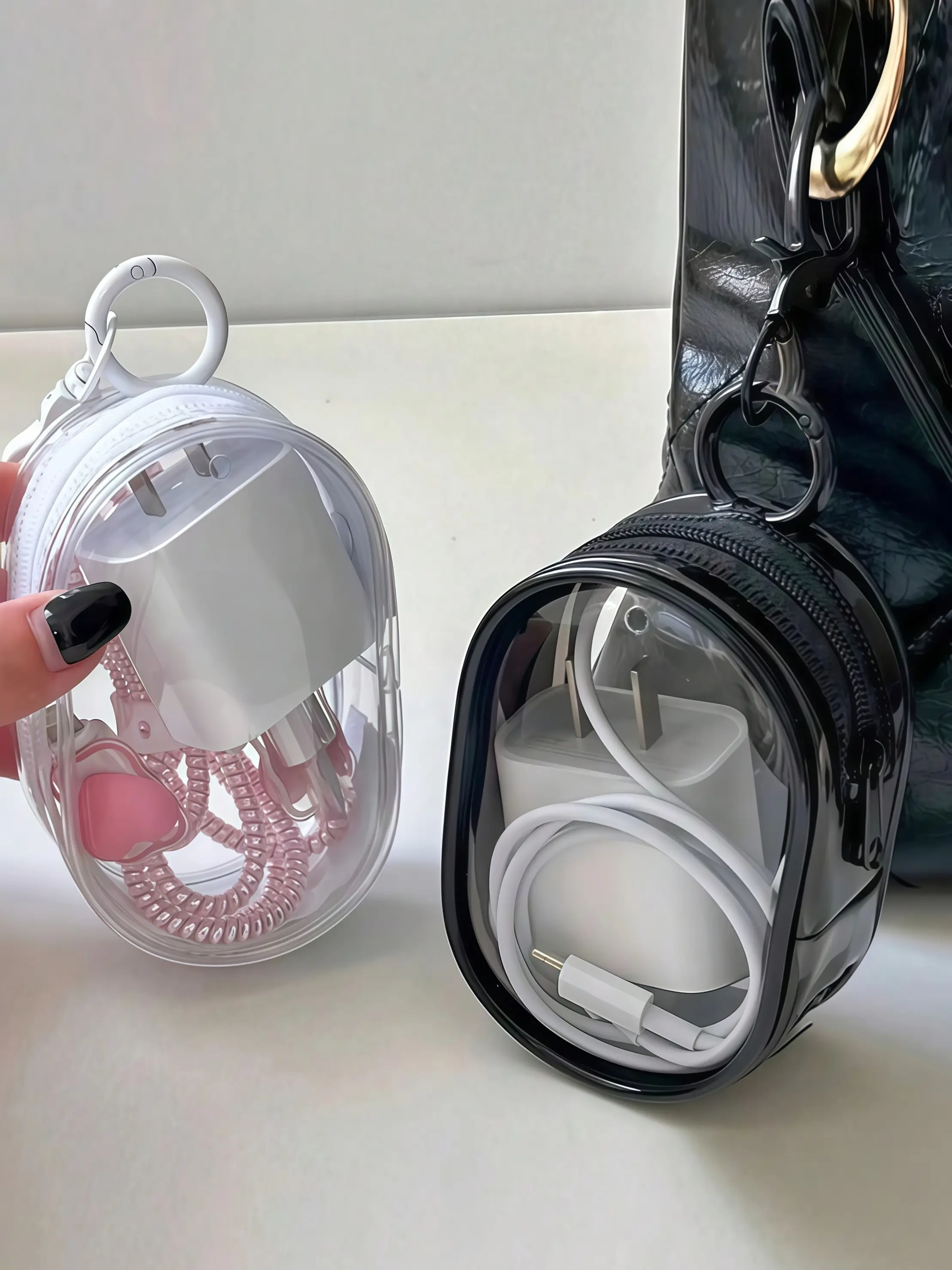 Visible Digital Accessories Bag Portable Travel Accessories Travel Organizer Bags Travel Storage Classic Design Zip Seal Scratch-Resistant Durable Pouch Travel Charging Head Cable Organizer Pouch Travel Pouches
