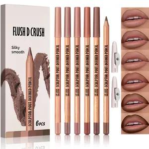 Erinde Nude Matte Lip Liner Set  Lipliner Pencil Pack with Sharpener for Define & Sculpt Lip Long Lasting Waterproof Non Smudge Brown Lipliner Delineador De Labios 02 Nude Brown Series Makeup Cosmetic - Eyeliner