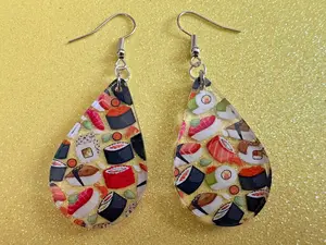 Sushi Earrings: Laser Cut Acrylic Sushi Earrings, Seafood, Japanese, Nigiri, Sushi Rolls, Caviar, Novelty, Best Gifts for Her/Him/Them