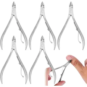 5 Pack Cuticle Trimmer Stainless Steel Cuticle Nipper Dead Skin Remover Scissors Clippers Nail Art Pusher Tools for Fingernails and Toenails