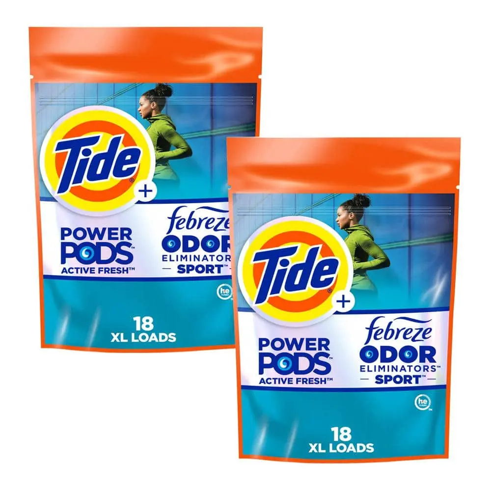 Febreze Odor Eliminators Sport Active Fresh Scent Laundry Detergent Pods, 18-Count, 2-Pack
