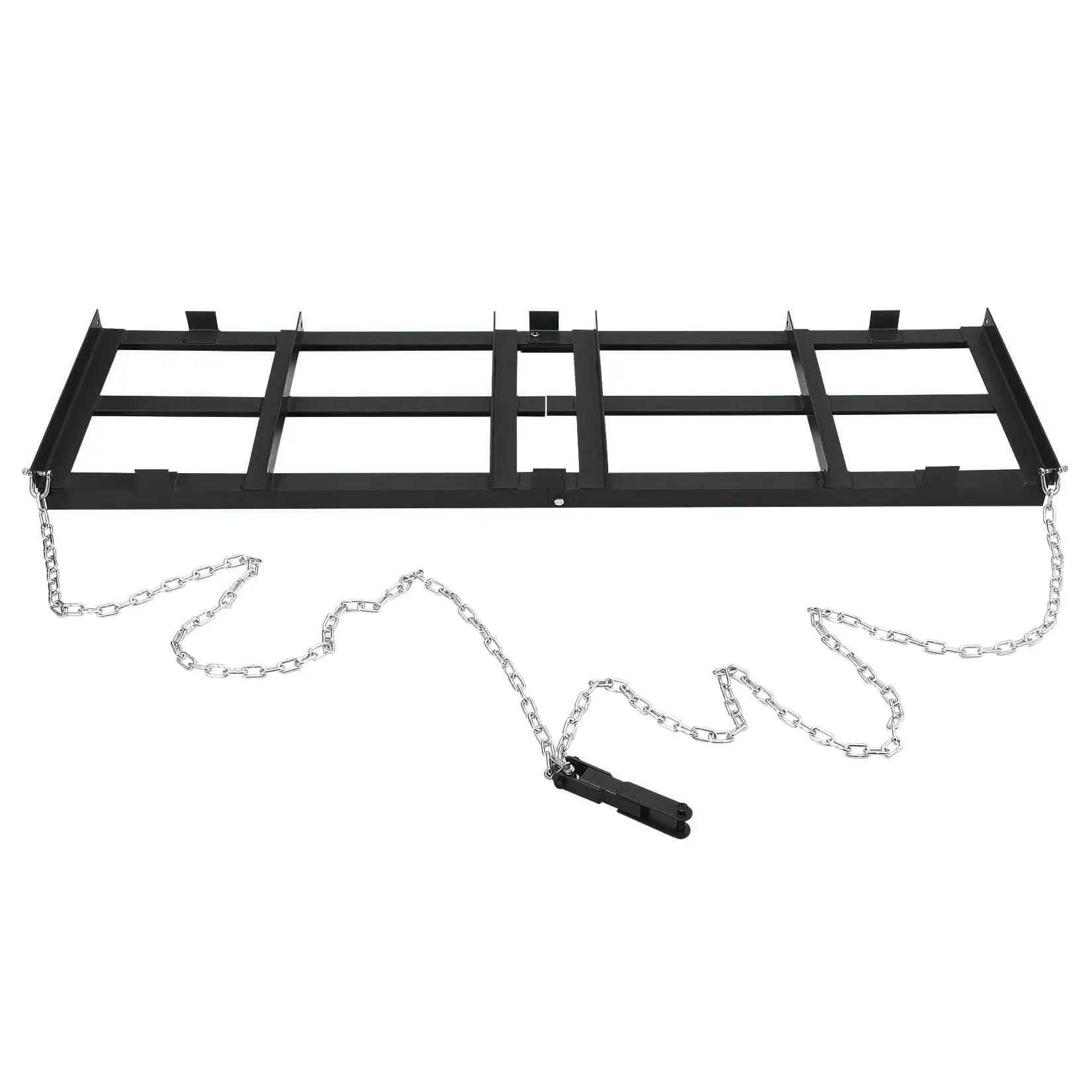 Drag Harrow, 4 Ft Heavy Duty Tow Behind Drag Harrow with Adjustable Bars & 72 in Chain, Driveway Grader Landscape Rake for ATV, UTV, Tractor, Mower Tow Behind Yard Lawn Leveling Tool