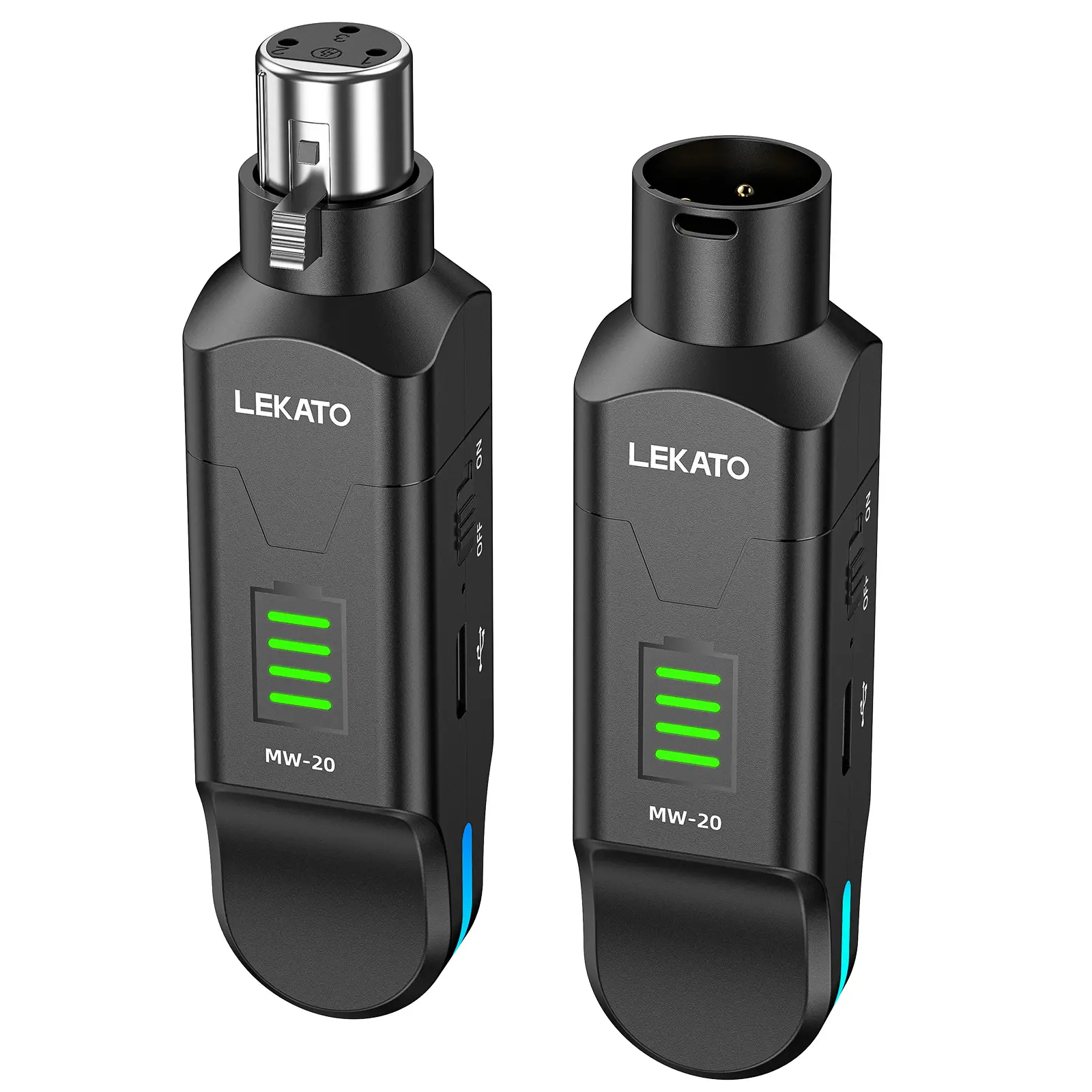 LEKATO Wireless XLR Transmitter Receiver MW-20, 48V Phantom Power for Condenser Mic, 2.4GHz Wireless Microphone System High-Resolution Transmission Distance 100ft / 30M for Dynamic Mic, PA System, Audio Mixer