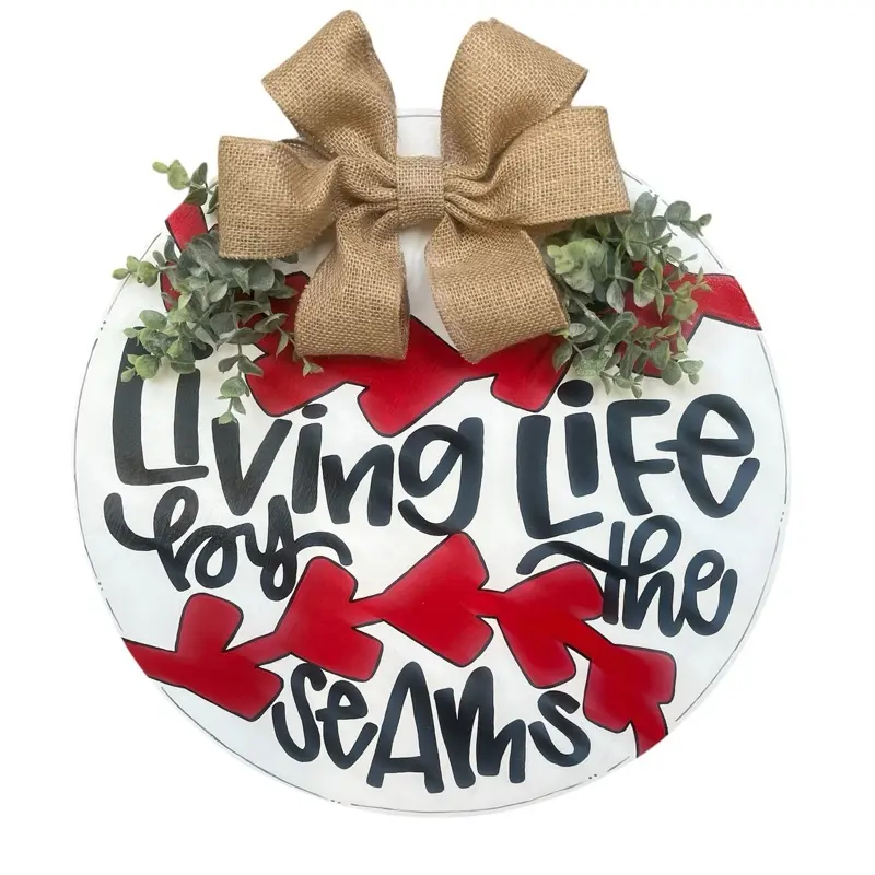 Baseball Door Hanger 18" Round Wreath
