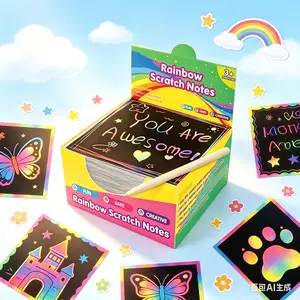 100-Pack Rainbow Scratch Mini Paper Notes – Fun DIY Craft & Art Activities for Children and Teens | Perfect Birthday & Easter Gifts, Party Favors, Stocking Stuffers | Suitable for Kids Ages 8 to 12