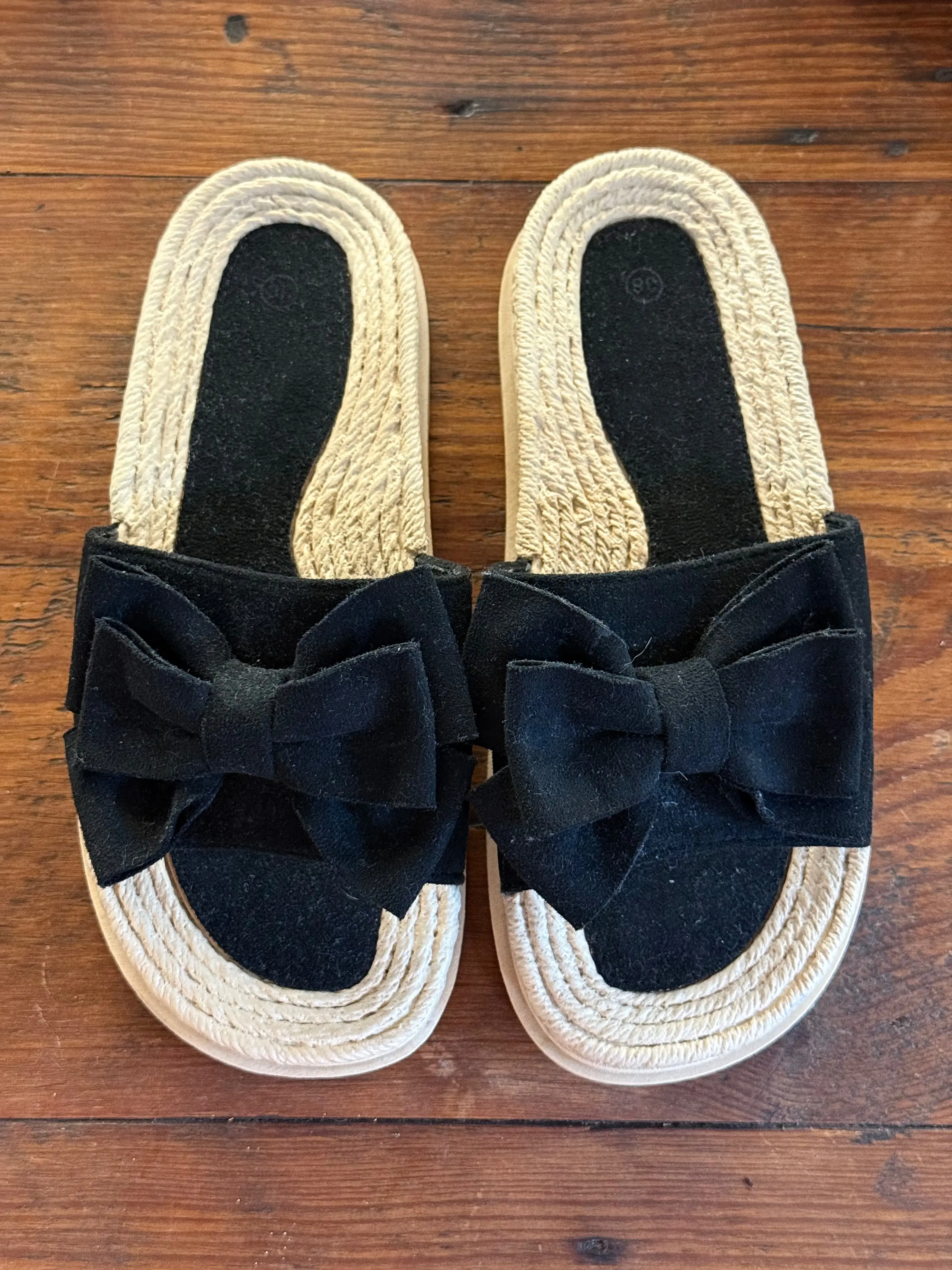 Italian Black Bow Sandals