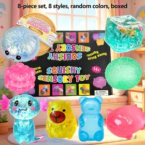 1/8pcs Novel stress relief toy set, Sensory Bundle, relieves anxiety, slowly rebounds stress relief toys, cute desktop accessories suitable for office workers, creative party gifts, holiday gifts, perfect gift choices, 8 different styles, boxed