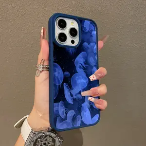 Trendy Magnetic Case for iPhone11/12/13/14/15/16/17/promax Glowing Blue Jellyfish Pattern MagSafe Ready, Ultra Thin & Shockproof | Cute Pick for Girls