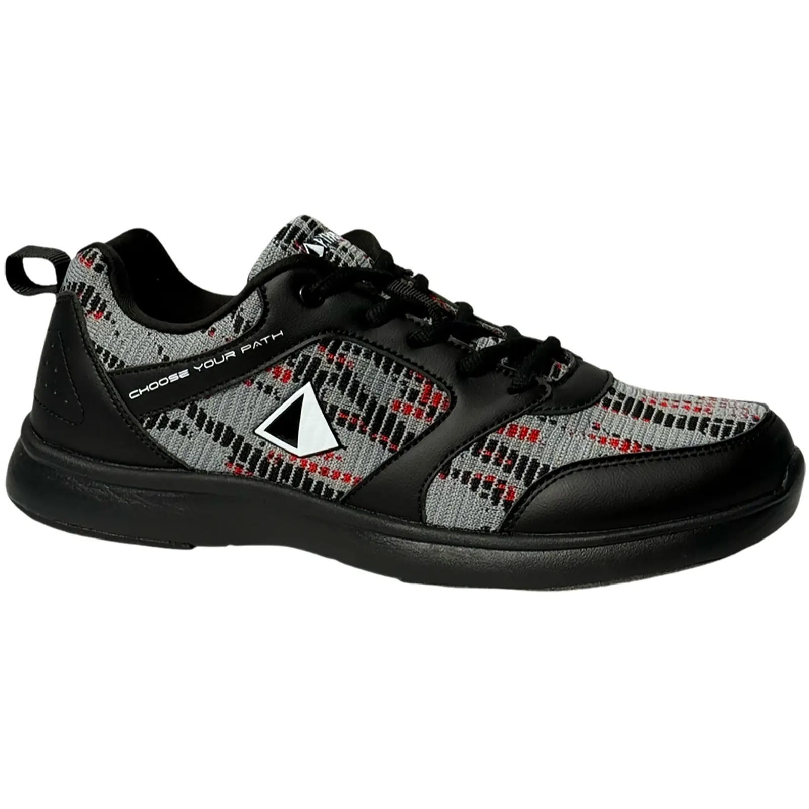Pyramid Men's Path Lite Hybrid Mesh/PU Bowling Shoes - Black/Digital Red, Low Top Ultra Light Athletic Lightweight Footwear for Adult Bowlers, Universal Hand Design, Various Sizes