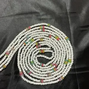 GUMDROP waist bead with white and Multicolor Accents
