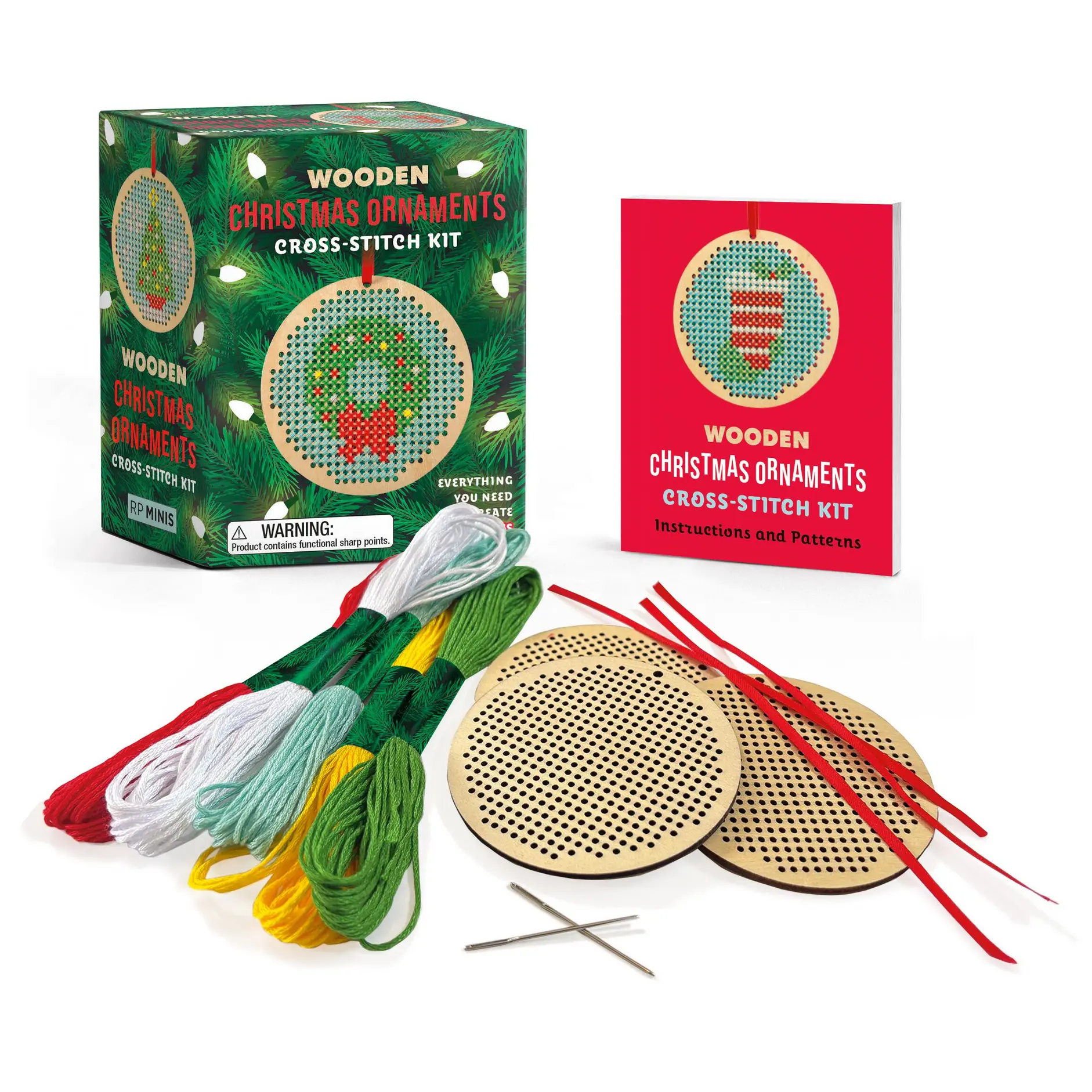 Wooden Christmas Ornaments Cross-Stitch Kit by RP Minis [Novelty Gift]