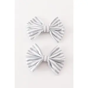 Stripe piggie hair bow
